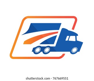 Modern Truck Logistic Delivery Logo - Road Cargo Shipping 