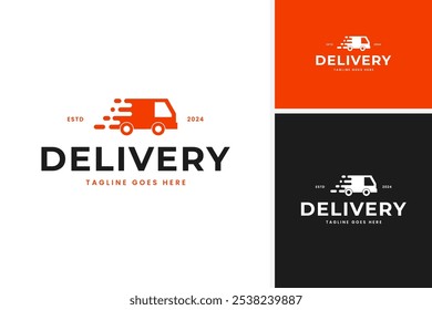 Modern truck logo design vector illustration for fast delivery