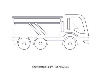 Modern truck vehicle icon in flat line style with rounded edges, vector illustration
