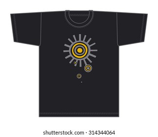 modern T-shirt, black T-shirt with the sun