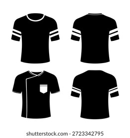 Conjunto de camiseta moderna con varios estilos de cuello Ilustración vectorial de silueta para la marca de ropa y diseño minorista de moda casual
