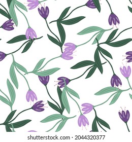 Patrón moderno sin soldadura de tulipán aislado sobre fondo blanco. Papel pintado de adorno floral decorativo. Diseño botánico. Para tela, impresión textil, envoltura, cubierta. Ilustración vectorial retro.