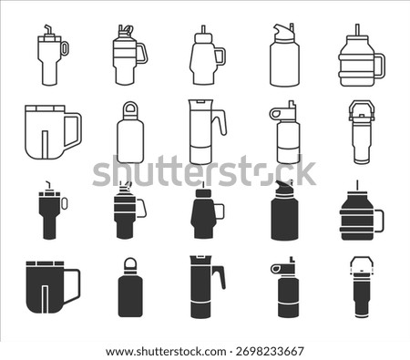 Modern tumbler icon vector set
