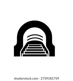 Modern Tunnel With Stairs Silhouette Vector Illustration Design Template For Way To Success Underground Path Minimalist Creative Logo