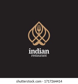 Modern Turban Mustache Indian Food Restaurant Logo Design