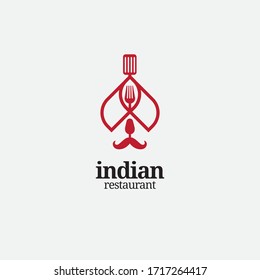 modern Turban Mustache Indian Food Restaurant logo design