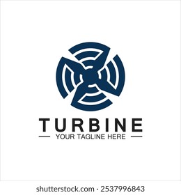 Diseño moderno del logotipo de la turbina Logotipo para la aviación, compañía, marca, industria, energía eólica. Con un concepto moderno.