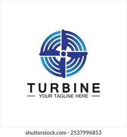 Logotipo moderno da turbina Logotipo para a aviação, empresa, marca, indústria, Energia eólica. Com um conceito moderno.