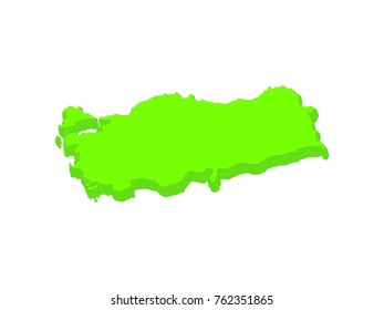 Modern Turkey 3d Map on white background.Vector illustration EPS 10