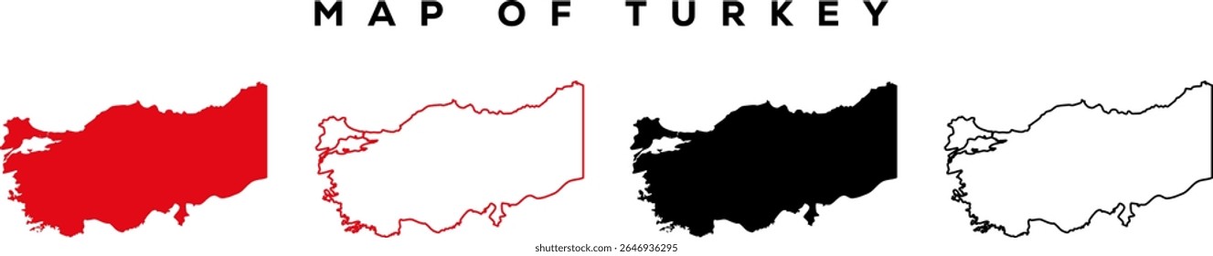 Contorno moderno do mapa da Turquia - vetor mínimo