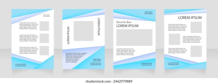 Diseño moderno de diseño de folleto en blanco turquesa. Servicio comercial. Conjunto de Plantillas de póster de Vertical con espacio de copia vacío para texto. Colección de informes corporativos prefabricados. Páginas de papel de folleto editables