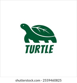 modern turtle care logo. safe turtle design with green leaf shell template