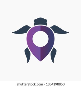 modern turtle logo design and map icon