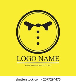 modern tuxedo illustration logo on yellow background