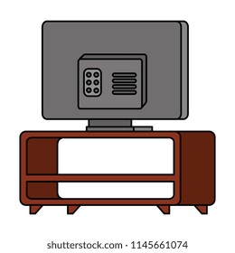 modern tv back on table wooden