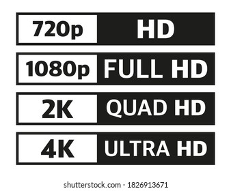 Modern tv full hd 4k, great design for any purposes. Set technology signs. Vector illustration.