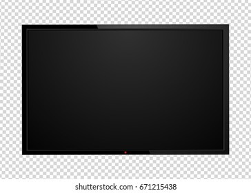 Modern TV Screen, Led Type, Lcd Blank Isolated. Black Monitor Display Mockup On A Transparent Background. Vector, Eps10