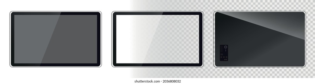 Modern Tv Screen Templates - Front And Back Views - Isolated On White And Transparent Background