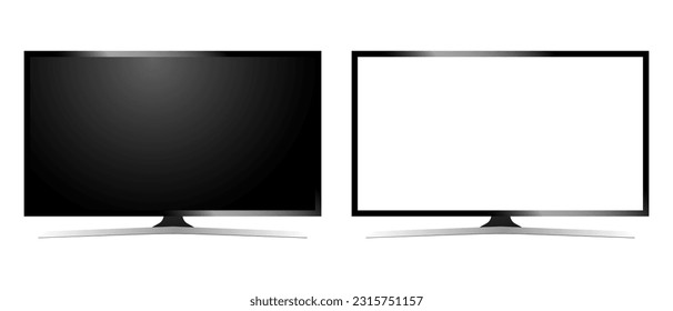 Modern TV set on isolated background. Vector realistic tv template. Modern TV monitor. Vector EPS 10