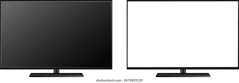 Modern TV set on a transparent background. Vector realistic tv template. Modern TV monitor. Plasma tv mockup. Vector EPS 10