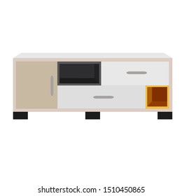 Modern TV shelf. Flat design icon vector illustration.