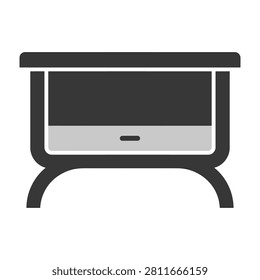 Modern TV stand with flat screen television on white background for home decor
