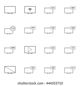Modern tv thin line simple icon set on background