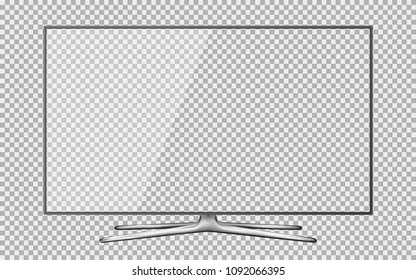 Modern TV with transparent screen isolated on transparent background