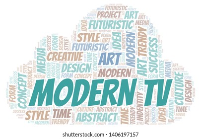 Modern Tv word cloud. Wordcloud made with text only.