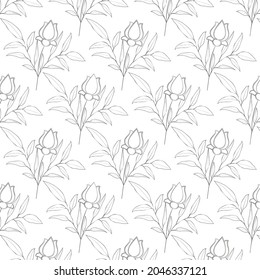 Modern twigs seamless pattern flowers, great design for any purposes.