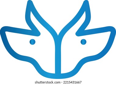 modern twin dog illustration logo