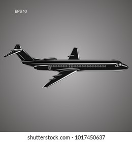 Modern twin engine jet airliner vector illustration. Large commercial passenger aircraft.