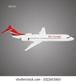 Modern twin engine jet airliner vector illustration. Large commercial passenger aircraft.