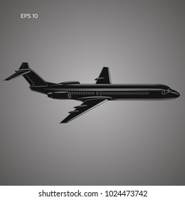 Modern twin engine jet airliner vector illustration. Large commercial passenger aircraft.