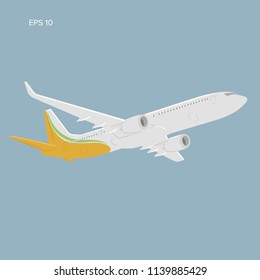 Modern twin engine jet airliner vector illustration.