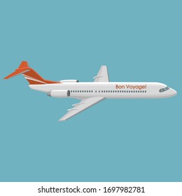 Modern twin engine jet airliner vector illustration. Large commercial passenger aircraft.