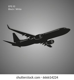 Modern twin engine jet airliner vector illustration. Large commercial passenger aircraft.
