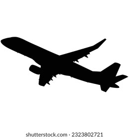 Modern twin-jet airliner in silhouette