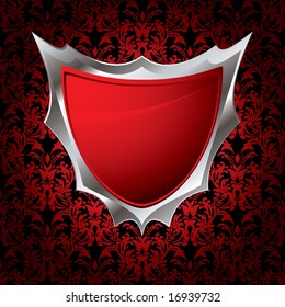 Modern twist on an old fashioned shield design with wallpaper design