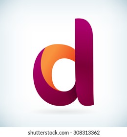 Modern twisted letter D icon design element template