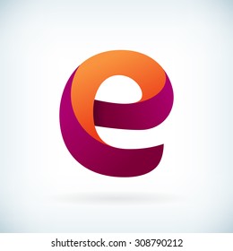 Modern twisted letter E icon design element template