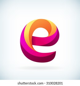 Modern twisted letter E icon design element template