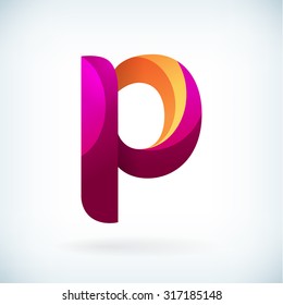 Modern twisted letter p icon design element template