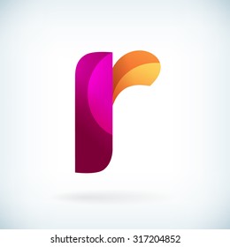 Modern Twisted Letter R Icon Design Element Template