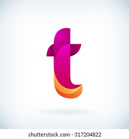 Modern twisted letter t icon design element template