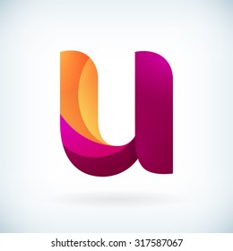 Modern twisted letter u icon design element template