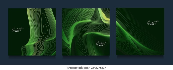 Modern twisted wavy lines in the green color. Ecological swirl for creative ideas. Organic lines for prints, social media, banners, invitations, branding design, covers.  Vector illustration.