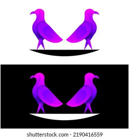 modern two birds gradient logo design