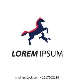 modern two horse standing logo.-illustration