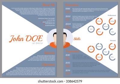Modern two sided resume cv curriculum vitae template design for employment
